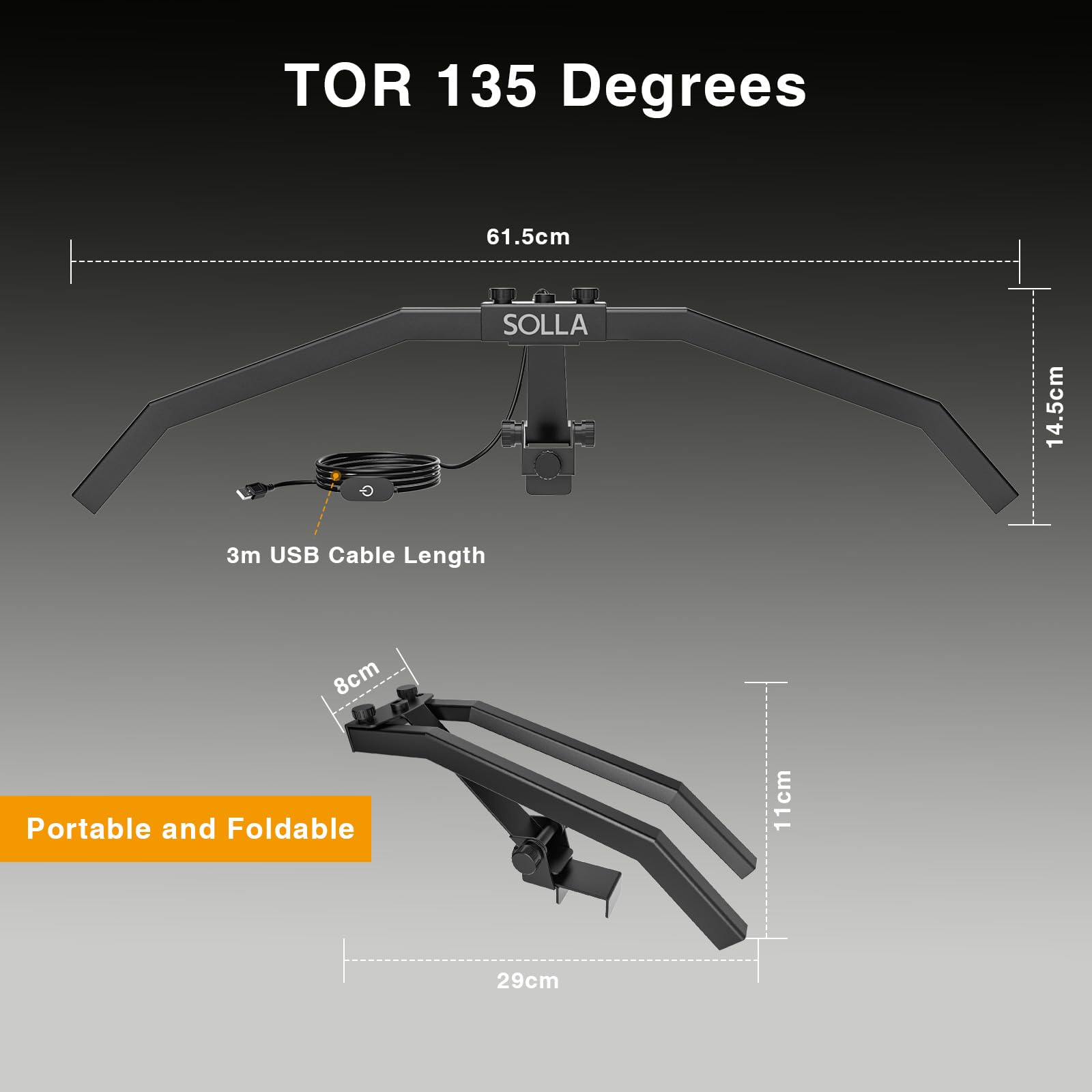 SOLLA LED Folding Dartboard Light – Portable TOR135 Lighting System