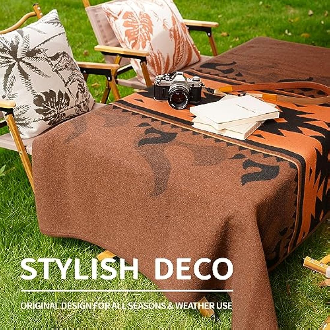 Acushla Merino Wool Blanket – Large Washable Jacquard Throw, Brown