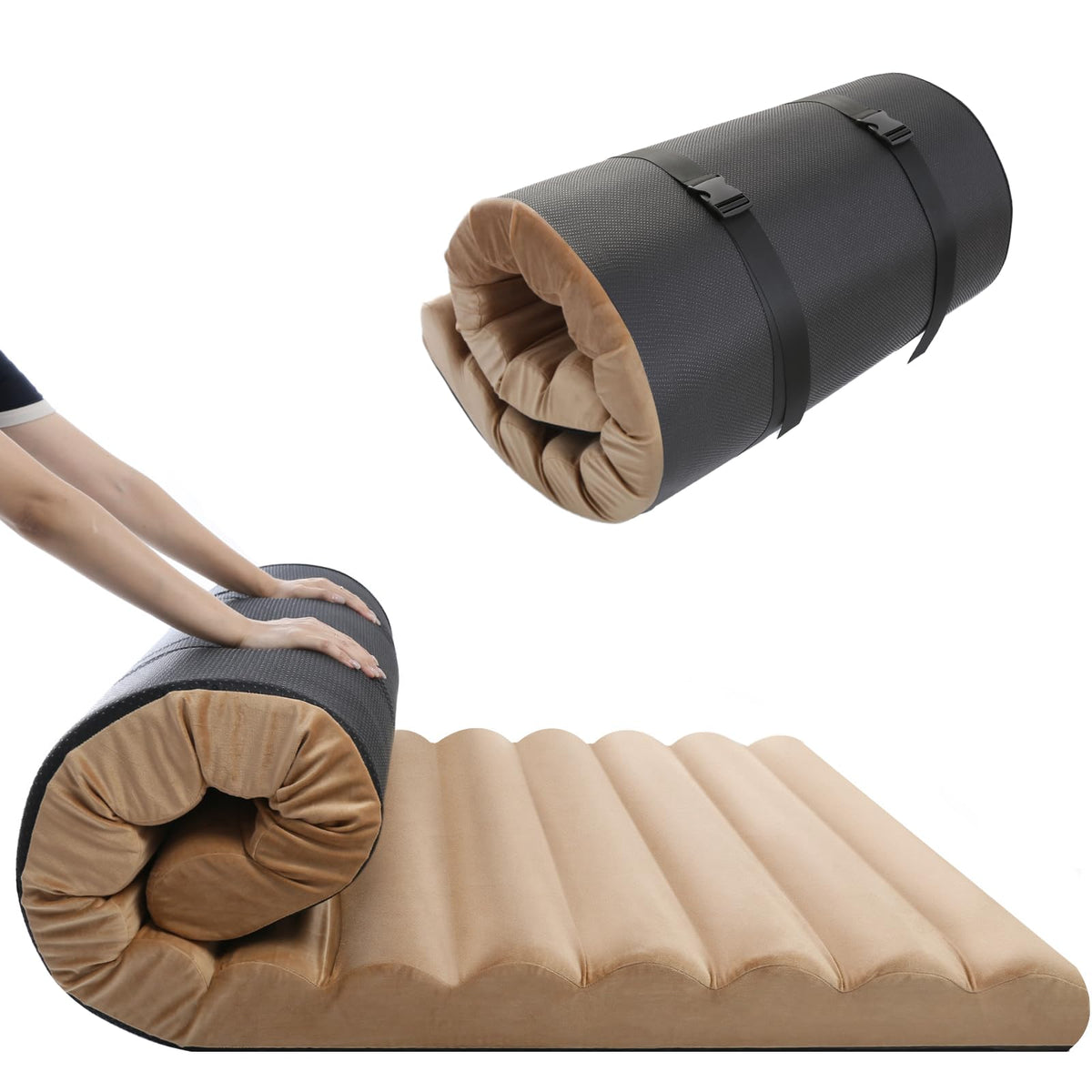 MeMoreCool Roll Up Floor Mattress Small Double, 190x120cm, Brown - image 1
