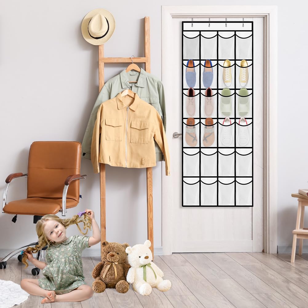 AUAUY Over the Door Shoe Storage Organiser, 24 Mesh Pockets - image 5