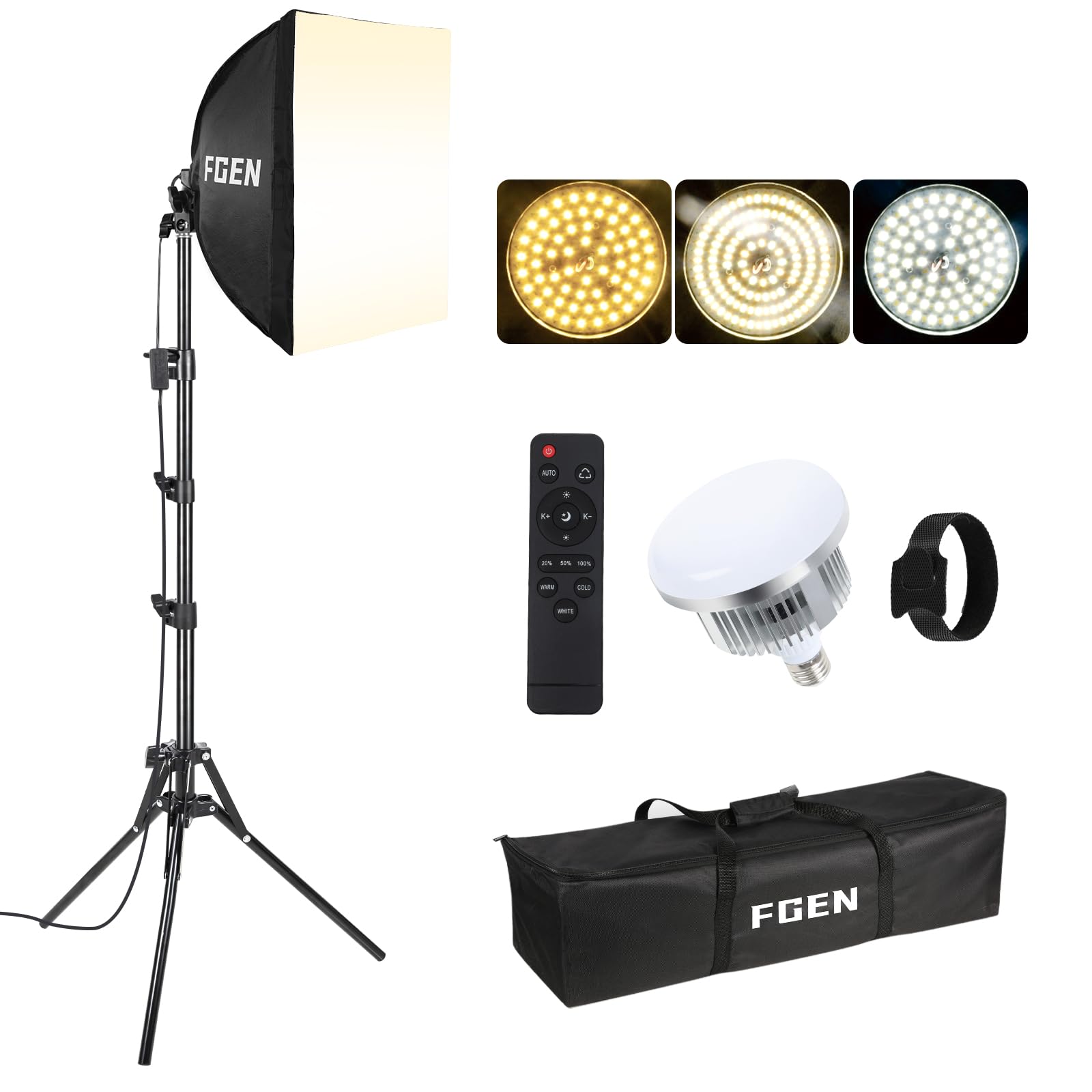 FGen Softbox Lighting Kit | 85W LED Bulb & 150cm Tripod for Studio