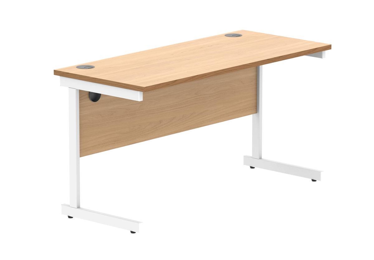 Office Hippo Essentials Rectangular Writing Computer Work Place, Home Office Desk with Cable Port Management, MFC, Norwegian Beech, 140x60cm - image 1