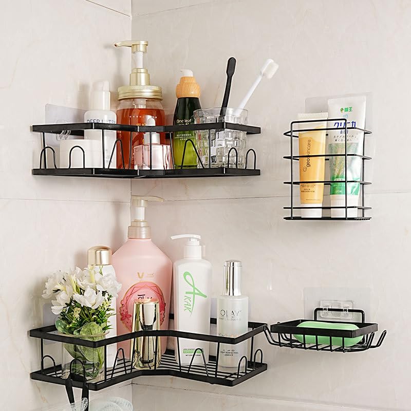 HanYun 4-Pack Corner Shower Caddy – Rust-Proof Stainless Steel Organizer