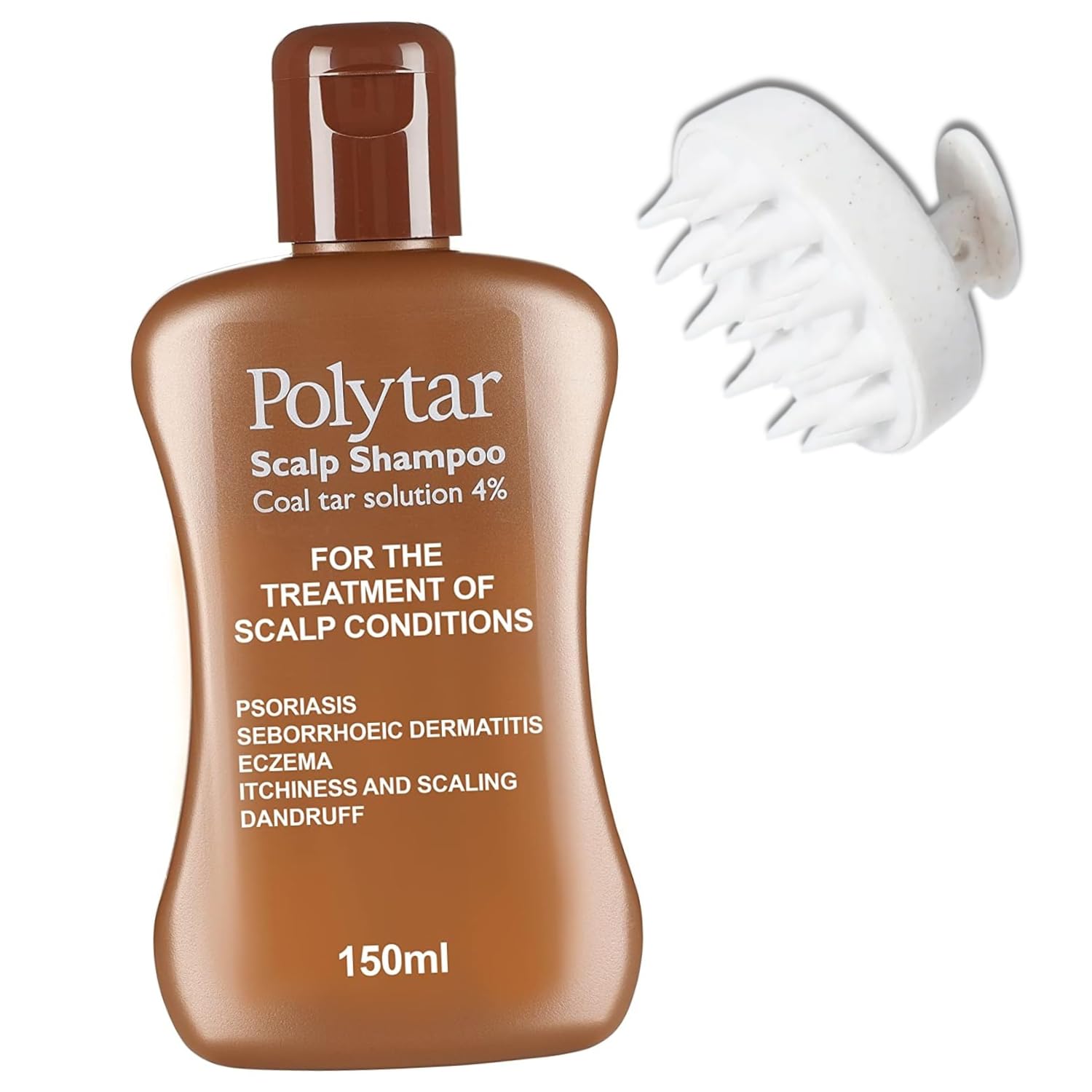 Coal Tar Scalp Shampoo and Silicone Scrubber Set for Itchy Scalp