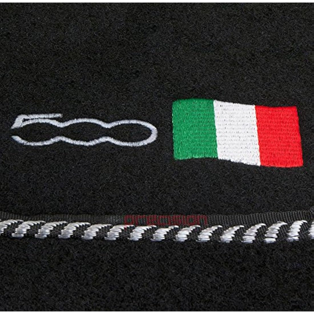 Fiat 500 (2013-2020) Tailored Black Car Mats - 500 Logo