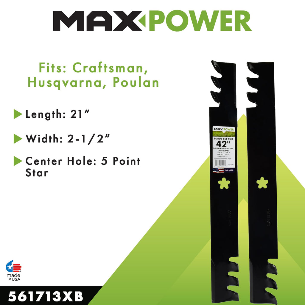 Maxpower 42-inch Commercial Mulching Blade Set for Craftsman & Husqvarna