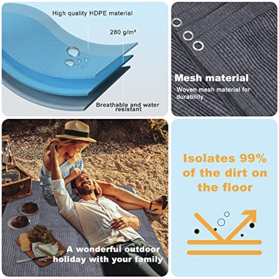 FoundGo Awning Carpet | Breathable HDPE Camping Mat with Pegs & Bag