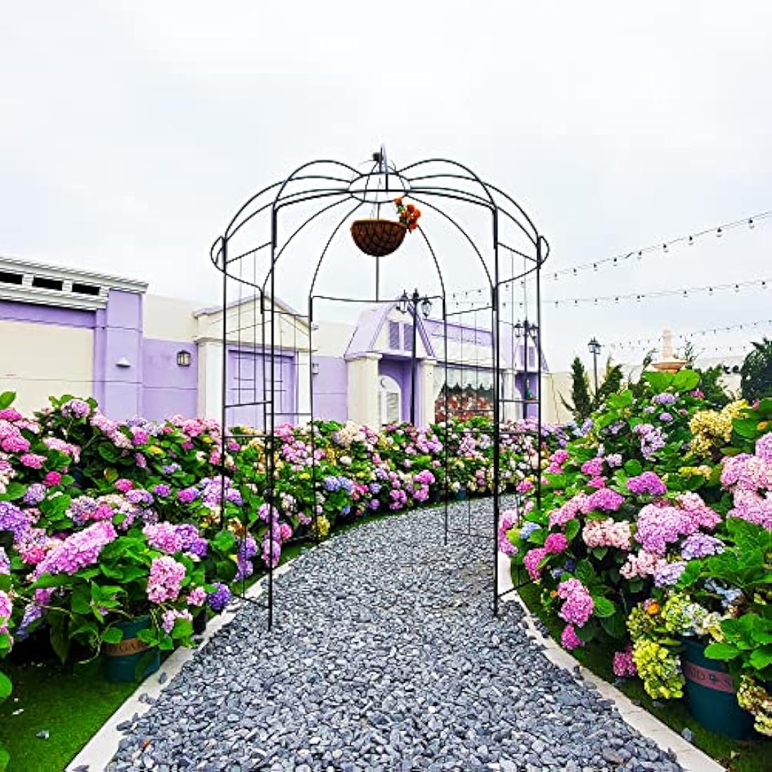 SCENDOR Birdcage Metal Garden Gazebo – 4-Sided Rose Pavilion Arch Trellis