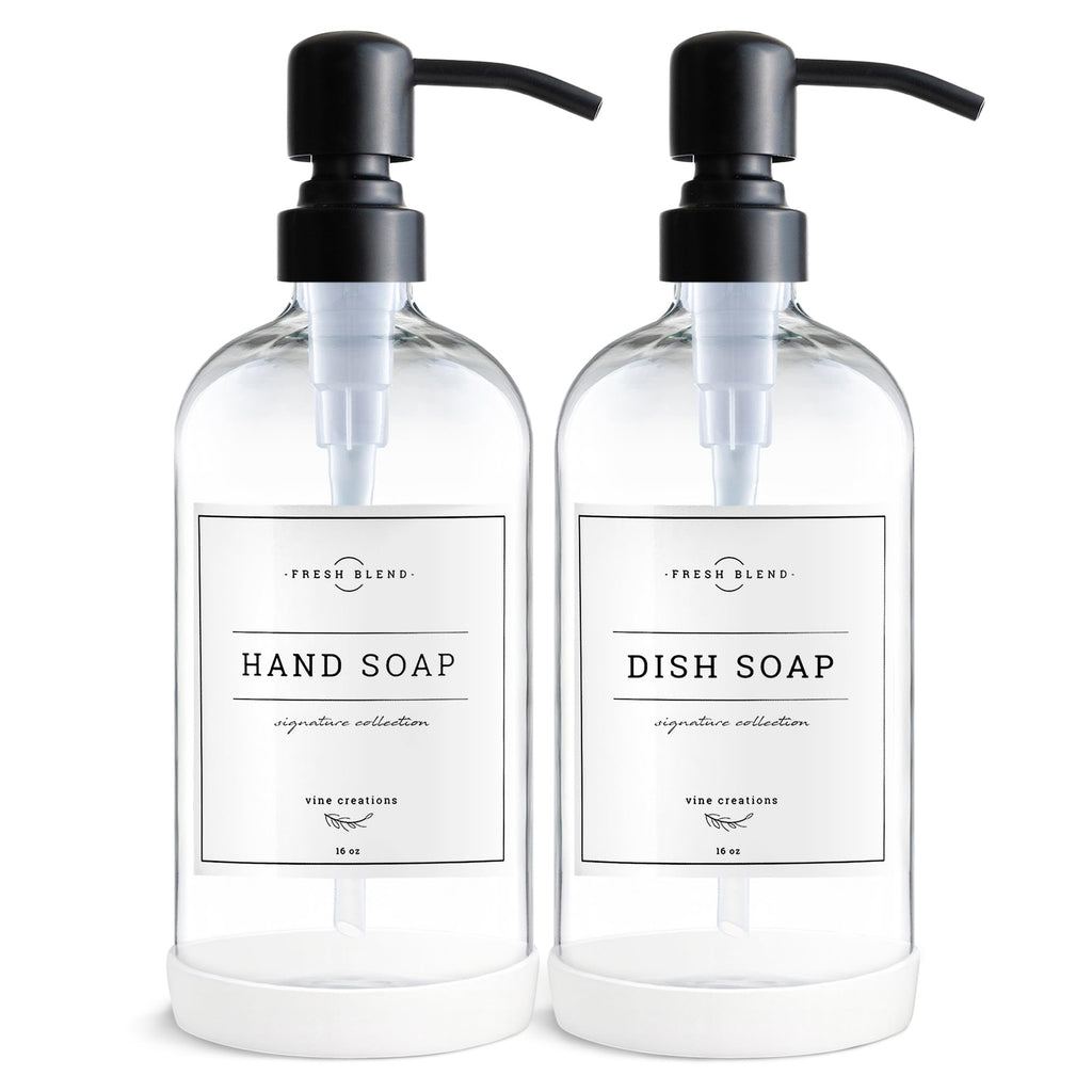 Vine Creations Glass Soap Dispenser, 2 Pack Kitchen Soap Dispenser Set with Stainless Steel Pump - image 1