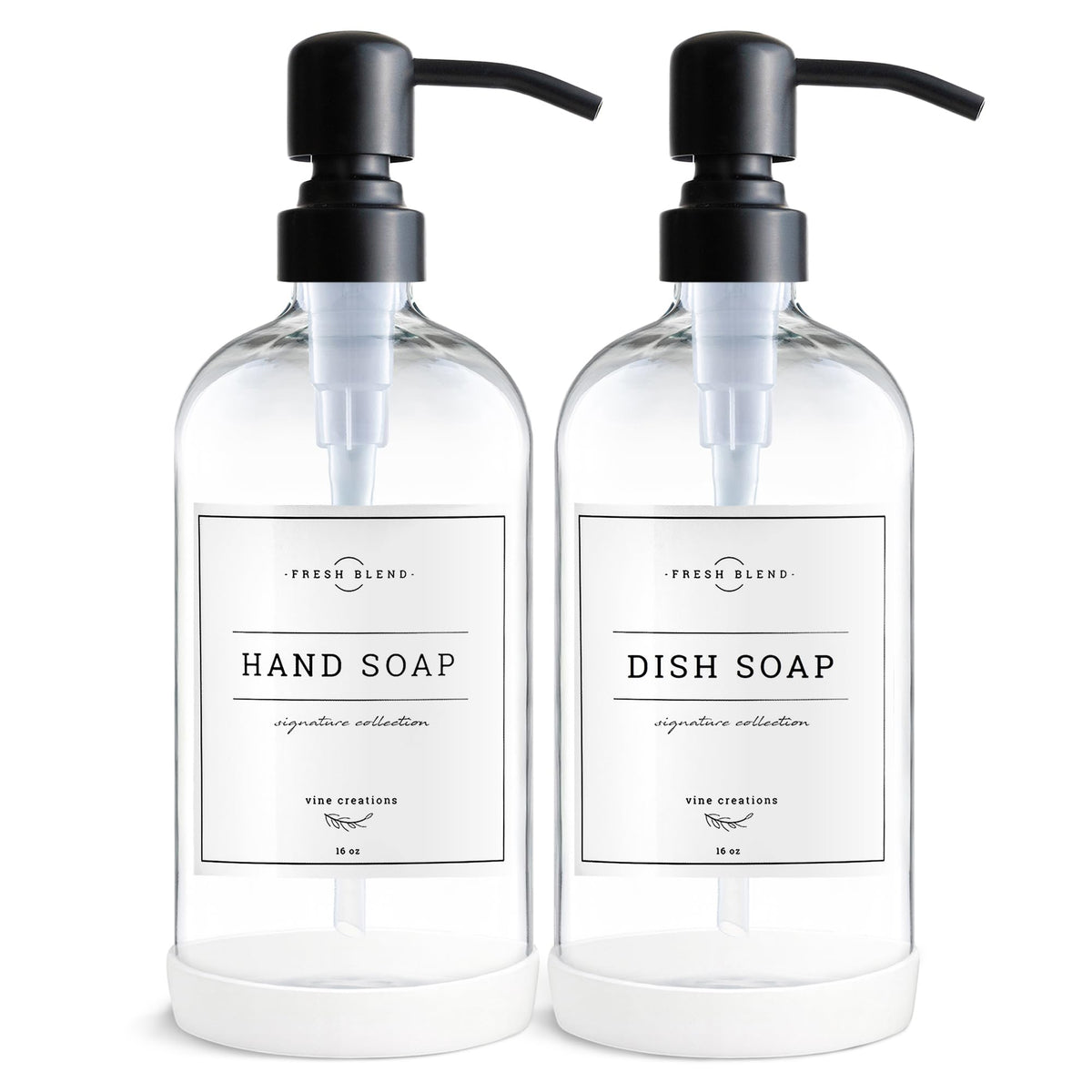 Vine Creations Glass Soap Dispenser, 2 Pack Kitchen Soap Dispenser Set with Stainless Steel Pump - image 1