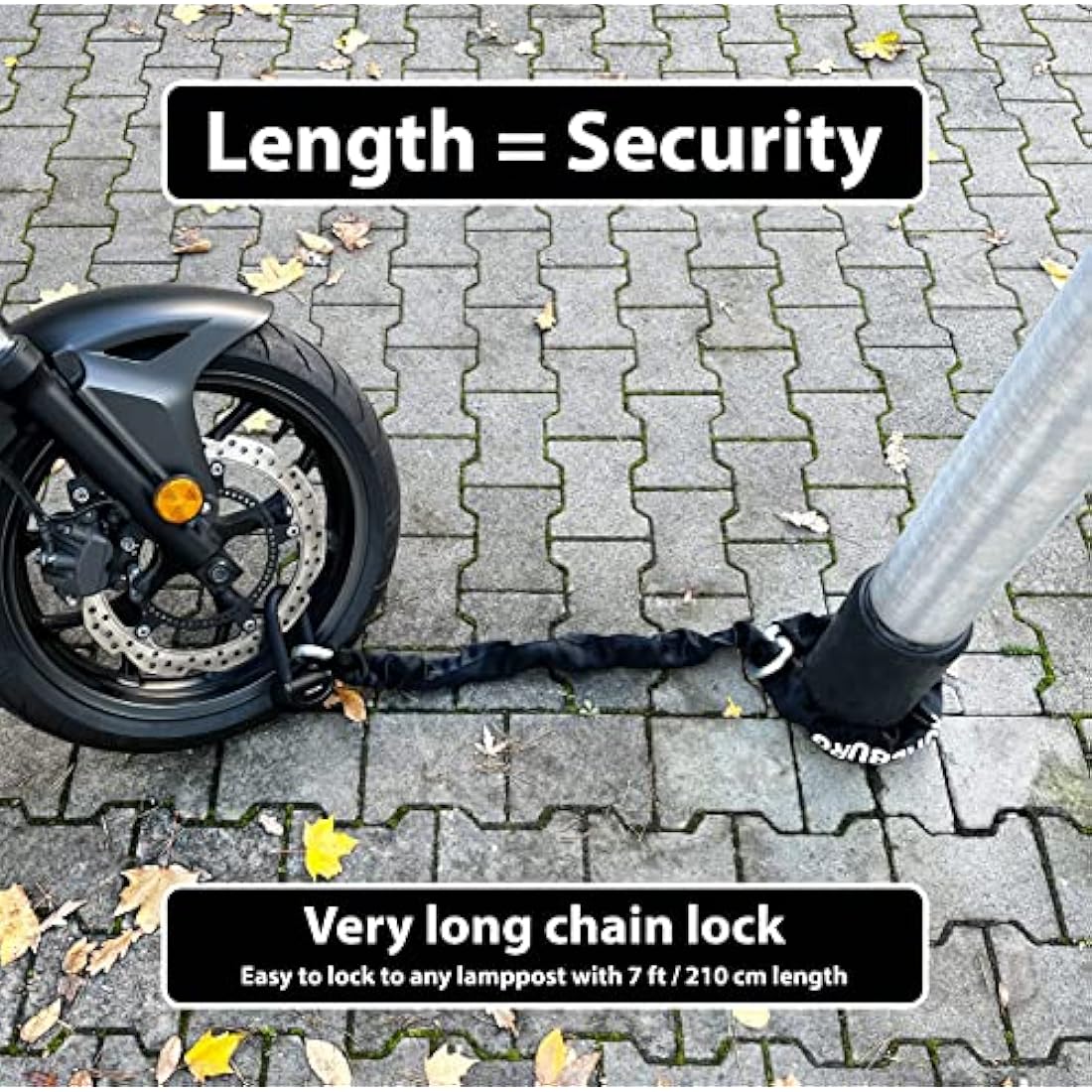 KOHLBURG 210cm Motorcycle Chain Lock – Sold Secure Diamond Steel Lock