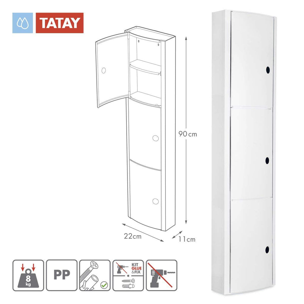TATAY Horizontal Wall Cabinet – White Polypropylene Bathroom Storage