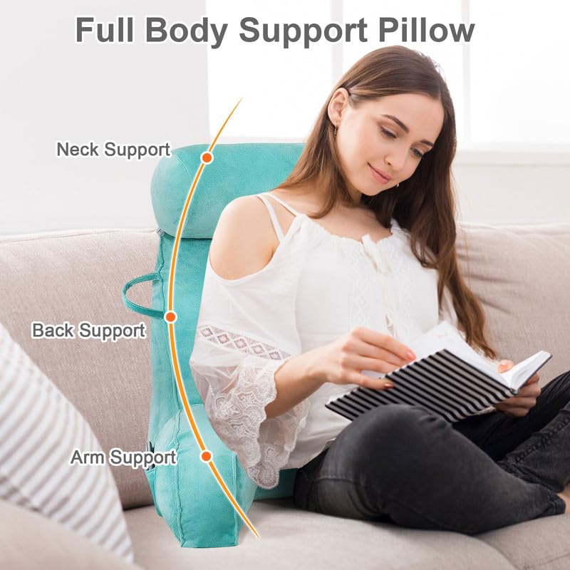 Mingfuxin Reading Pillow | Velvet Bed Backrest with Neck and Arm Support