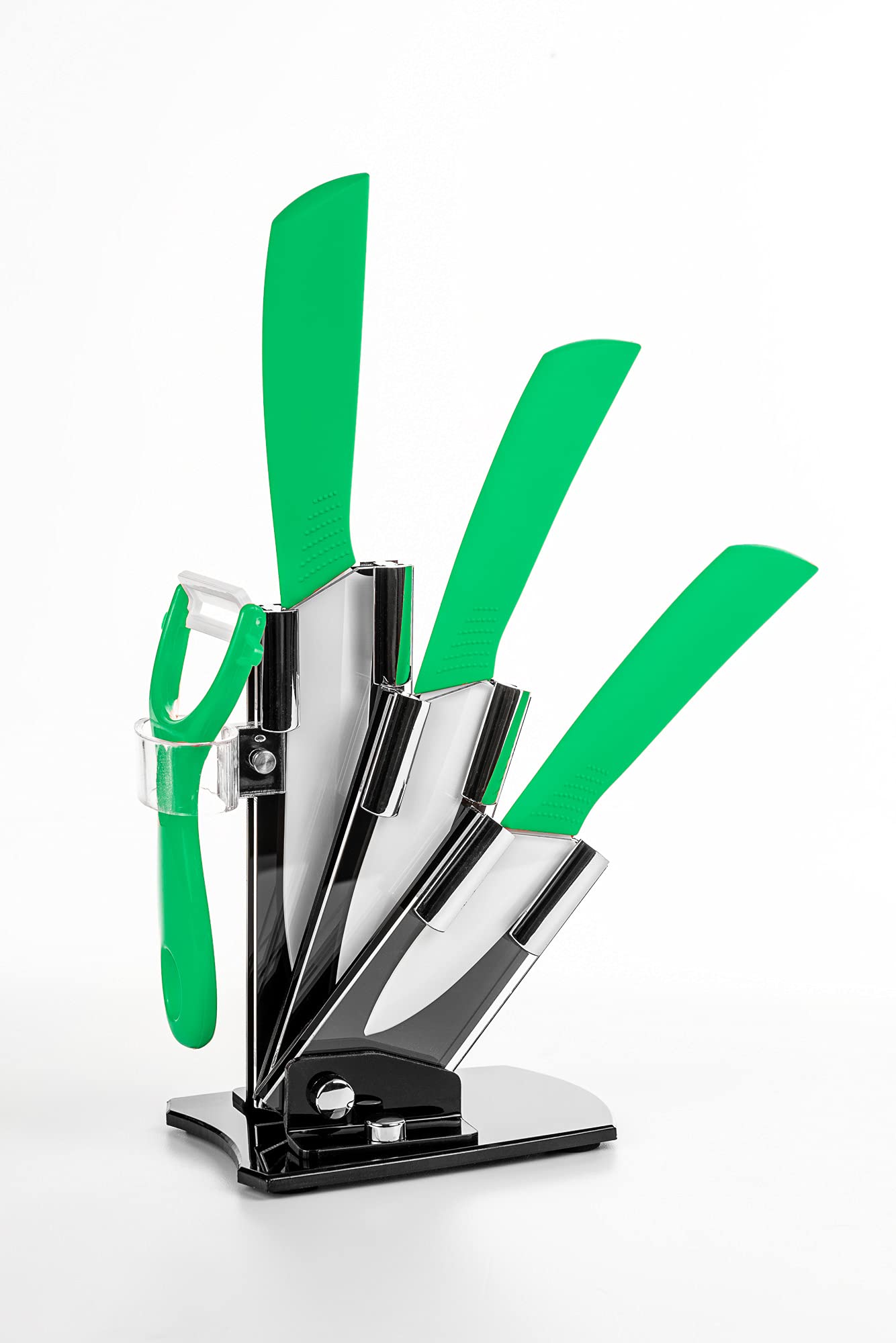 Ceramic Knife Set with Block – 4 Piece Ergonomic Cutlery