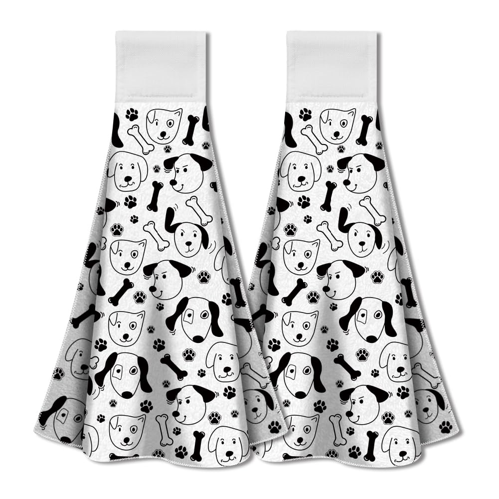 WADORN Dog Hand Towels | 2-Pack Microfiber Hanging Kitchen Dish Cloths
