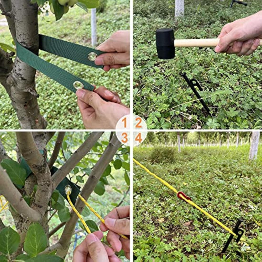 Aoipend Heavy Duty Tree Stakes Kit | 6 Metal Stakes & Reflective Straps
