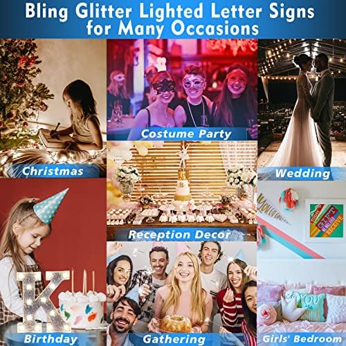 Jolof Store Silver LED Marquee Letter N - Glitter Alphabet Night Light