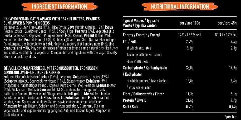 FUEL10K Peanut Butter Oat Bars | High Protein Vegan Snacks | 16 x 45g
