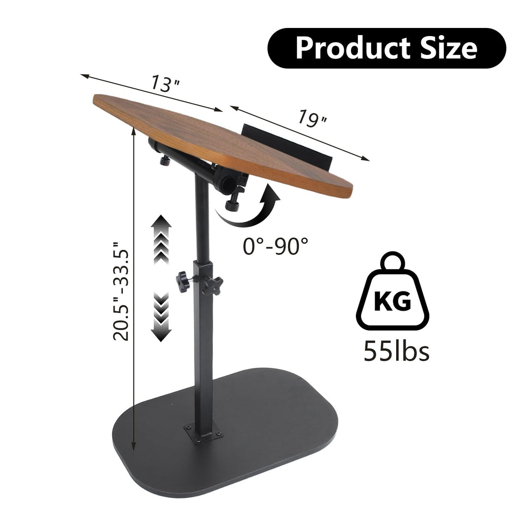XUDREZ Large Adjustable C Shaped Side Table, Height Adjustable End Table, 360°Swivel Living Sofa Coffee Table for Bed/Bathtub, Rotating Tabletop - image 5