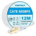 VOIETOLT Cat8 Ethernet Cable | 40Gbps 2000Mhz Flat Network LAN - 12M