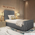 Chesterfield Sleigh Bed Frame | Plush Velvet Upholstered - Grey
