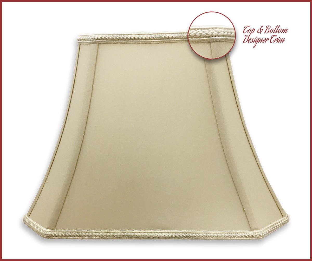 Royal Designs Rectangle Bell Cut Corner Shantung Silk Lamp Shade – Beige