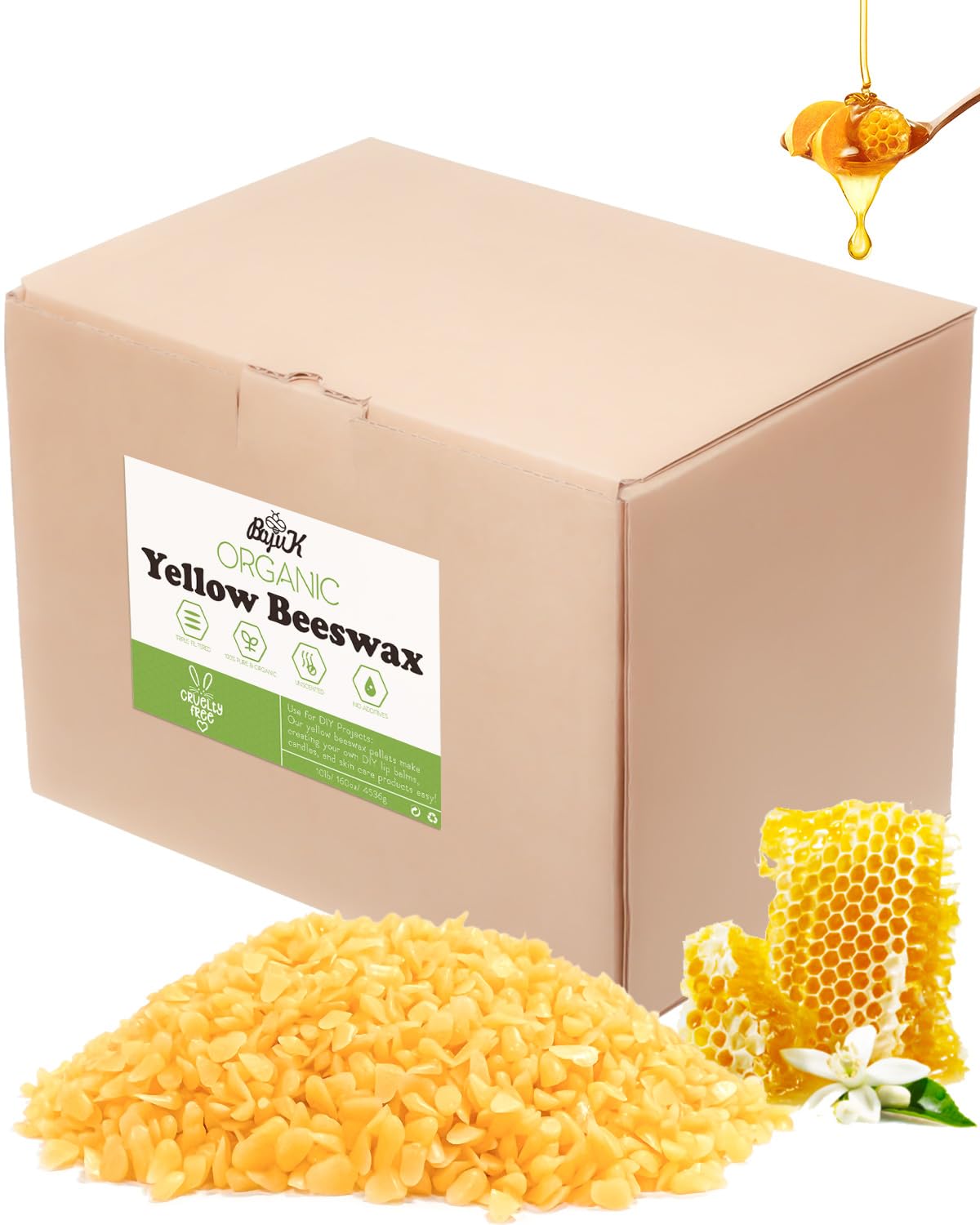 Yellow Beeswax Pellets – Organic Cosmetic Grade for DIY Candles