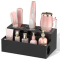 NIUBEE Hair Tool Organizer | Black Acrylic Blow Dryer Holder with 3 Steel Cups