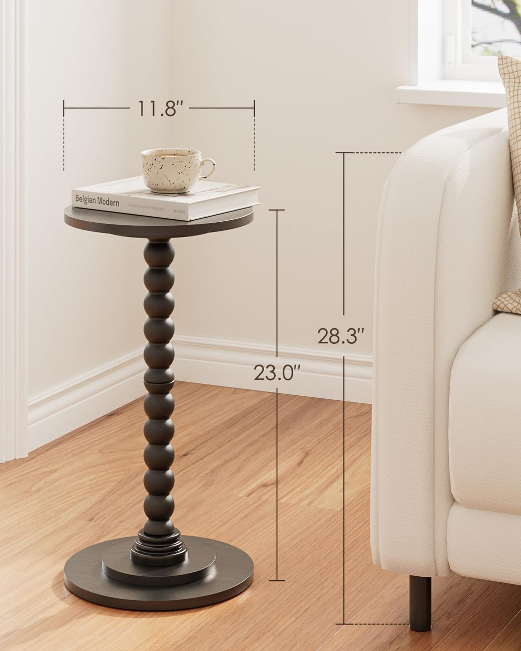 Apetaccat Round Side Table, Drink End Table with Solid Wood Leg, Small Side Tables for Living Room, Bedroom, Study, Black - image 3
