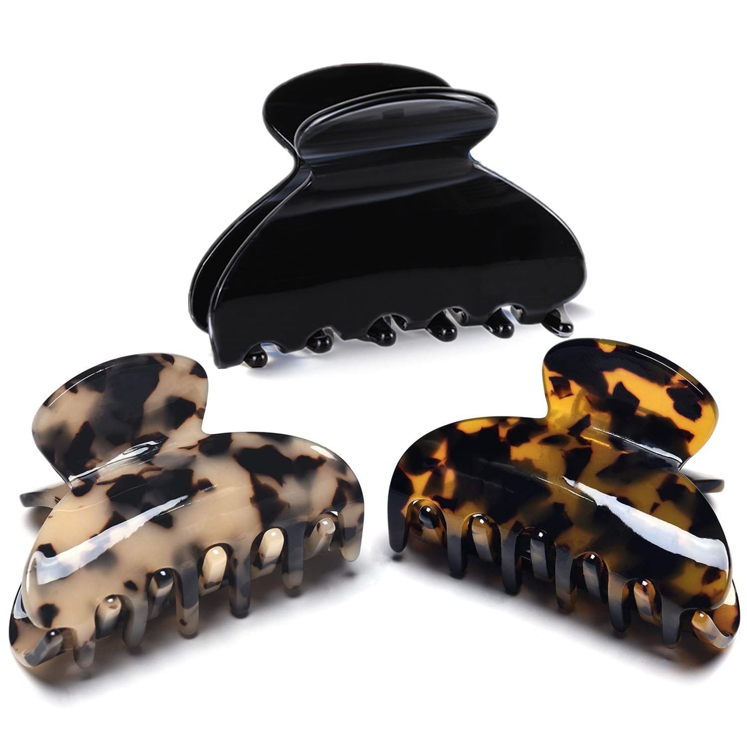 FSMILING Tortoise Hair Claw Clips | Cellulose Acetate Nonslip Jaw Clamps