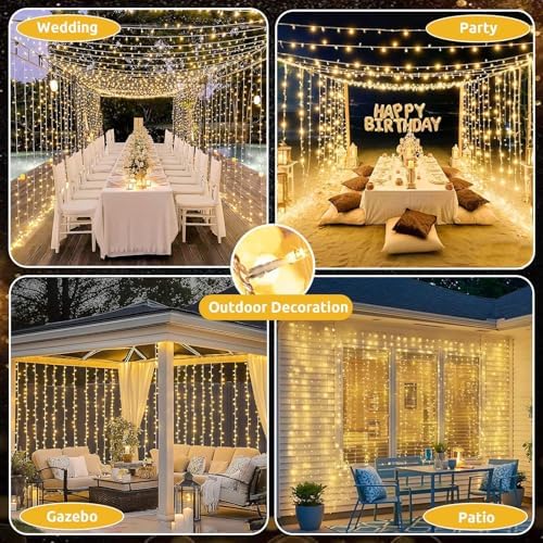 Jolof Store 600 LED Curtain Fairy Lights | 6m x 3m Waterproof Warm White