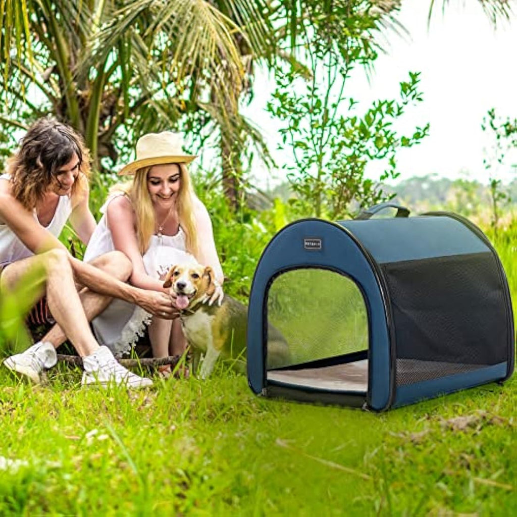 Petsfit Soft Sided Dog Crate | Portable Travel Kennel - Navy Blue