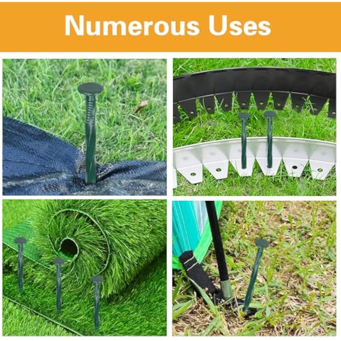 100 Pack 8-Inch Metal Landscape Stakes - 6 Gauge Steel