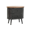 DKD Home Decor Bedside Table | Loft Style Metal & Spruce Wood - 2 Drawers