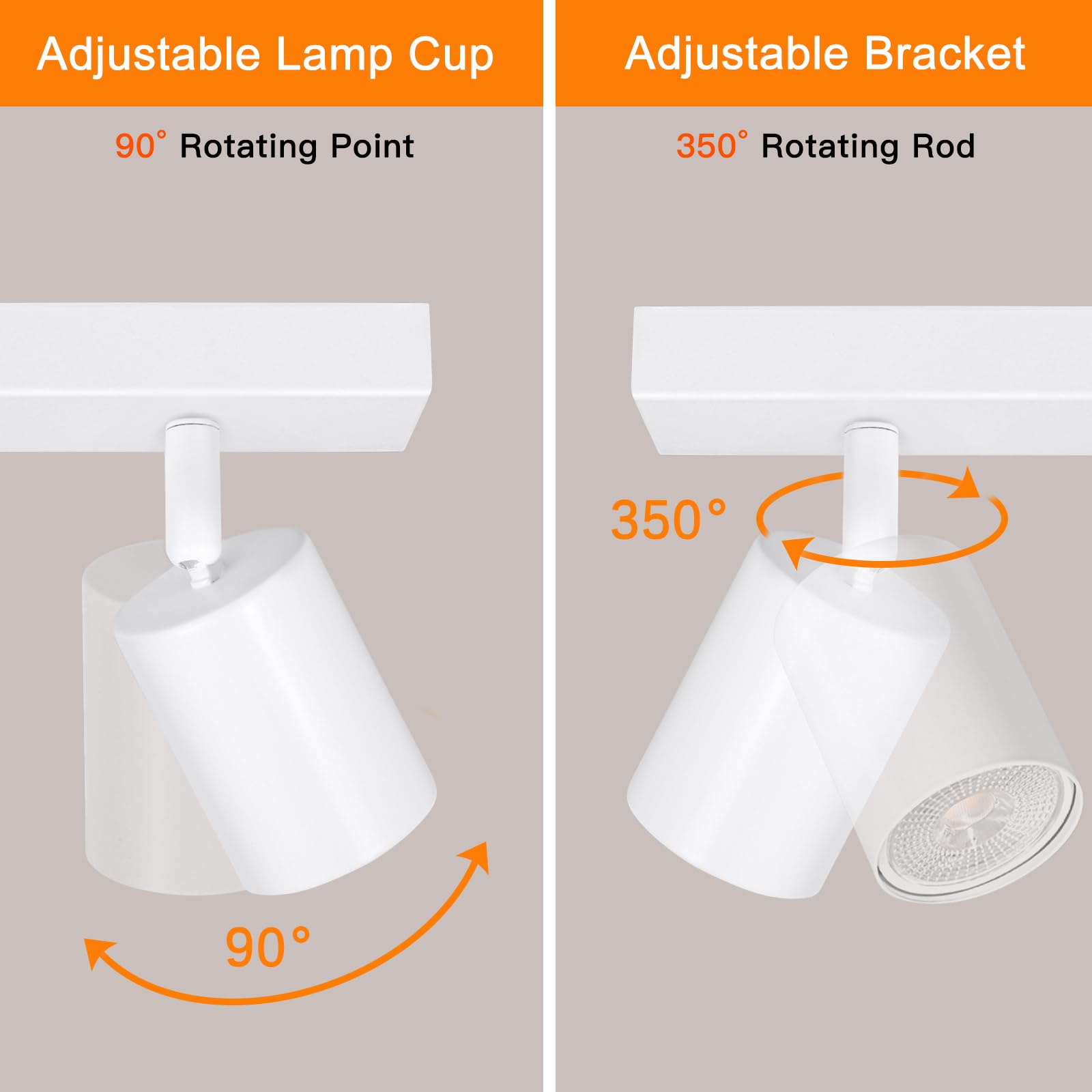 Ketom 4-Way Adjustable Ceiling Spotlight – Modern White GU10 Metal Light