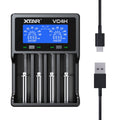 XTAR VC4H 4-Bay Universal Battery Charger with LCD Display & USB
