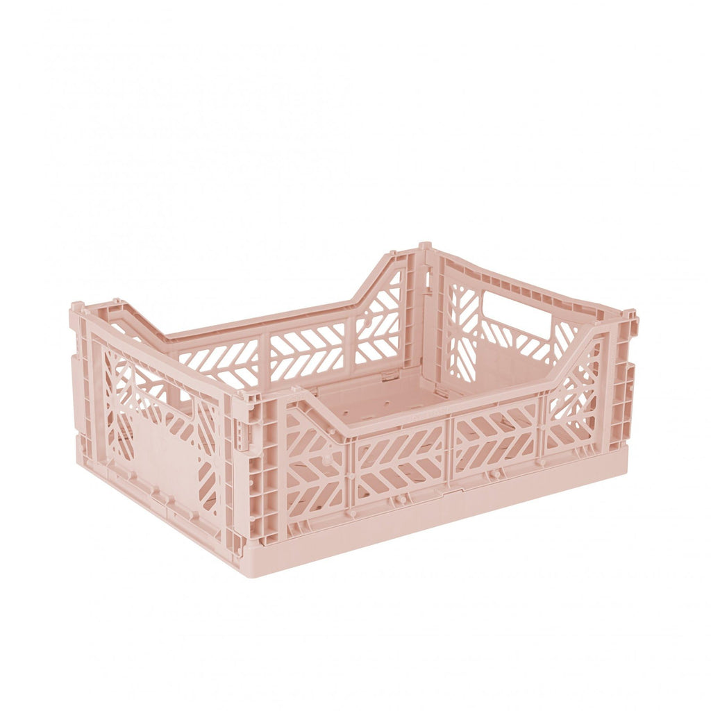 Ay-Kasa Folding Crate, Sturdy Folding Box, Plastic, Stackable, Milk Tea, Midi 40 x 30 x 14 cm