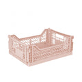 Ay-Kasa Folding Crate, Sturdy Folding Box, Plastic, Stackable, Milk Tea, Midi 40 x 30 x 14 cm