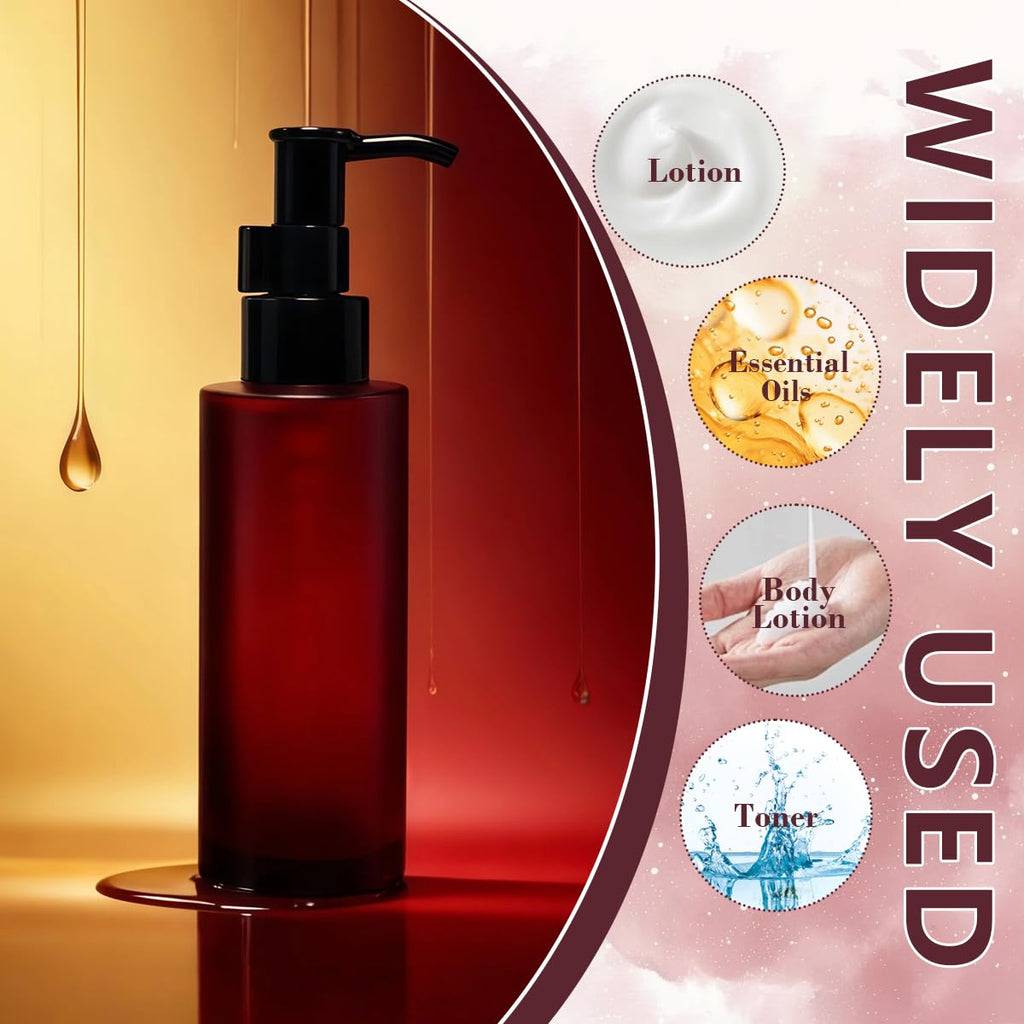 2PCS 100ml Amber Glass Bottles with Black Lotion Pumps Refillable Glass Liquid Soap Cream Dispenser Pump Bottles Containers for Bathroom - image 3