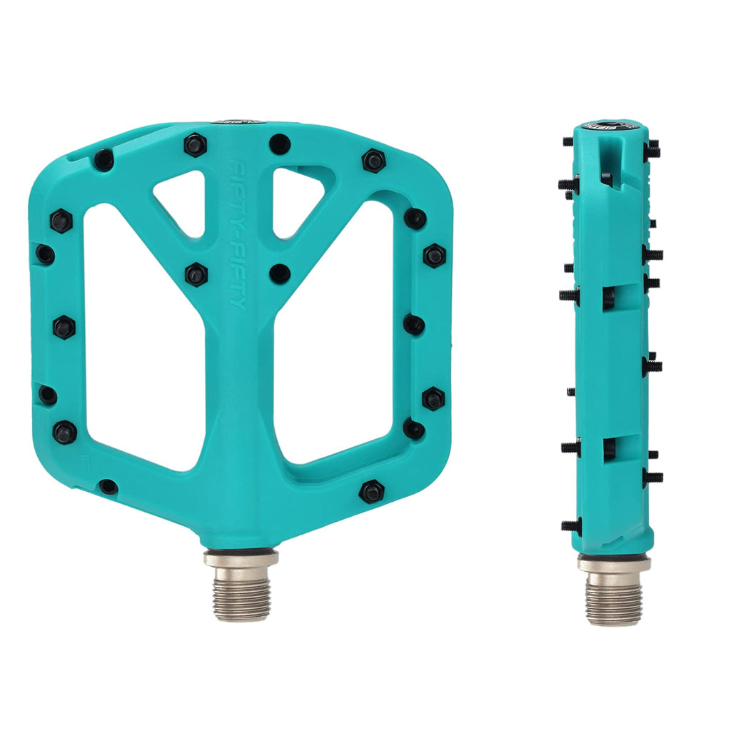 FIFTY-FIFTY MTB Pedals | Nylon Composite Wide Flat Platform – Turquoise