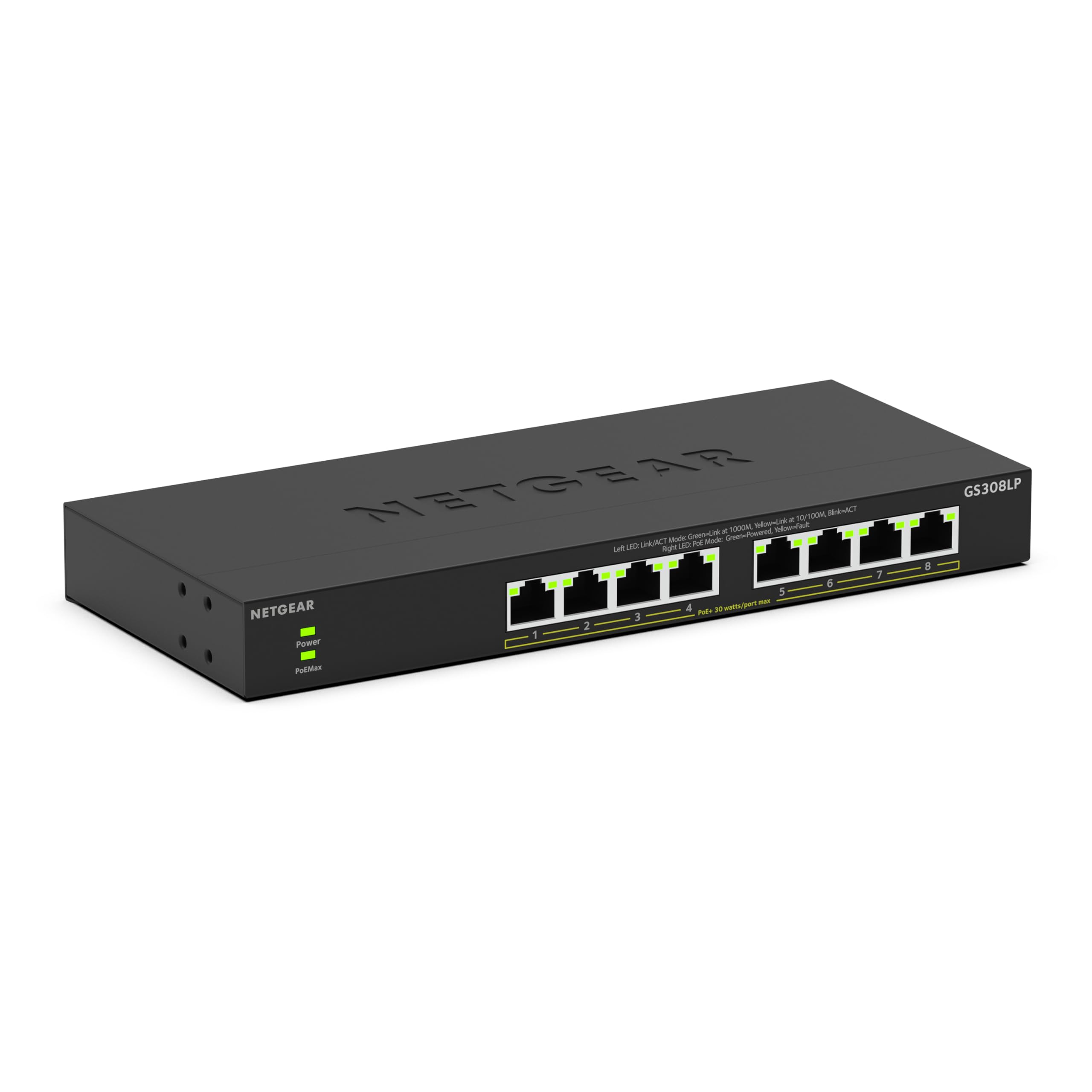 NETGEAR GS308LP 8-Port Gigabit Ethernet Unmanaged PoE+ Switch (60W)