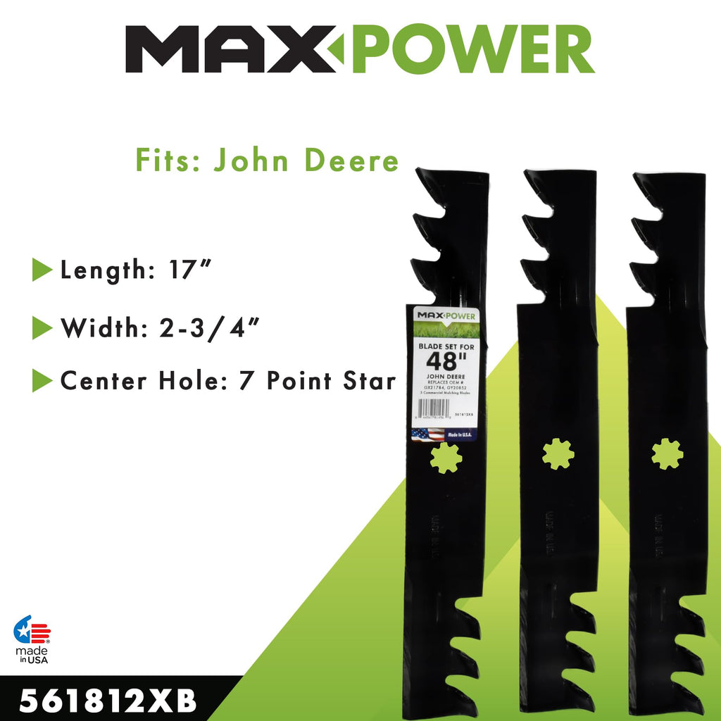 MaxPower 48-in Mulching Blade Set for John Deere - Replaces GX21784