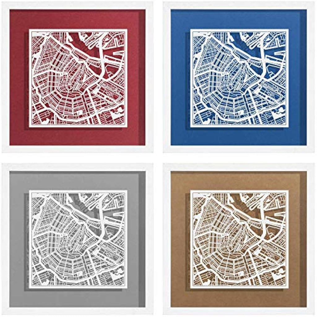 Jolof Store Amsterdam Paper Map Art - 9x9 White Frame Wall Decor