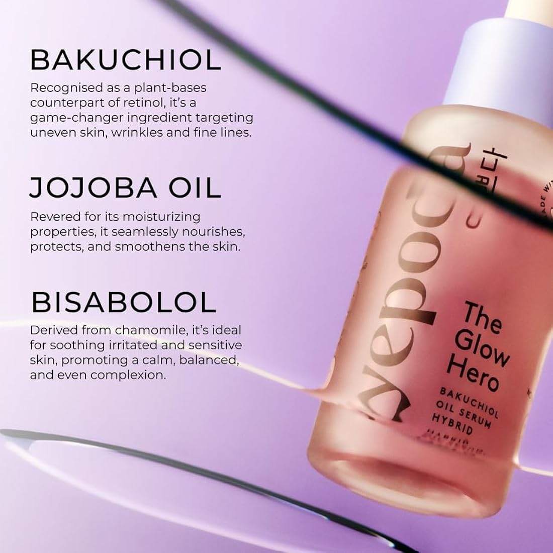 Yepoda The Glow Hero – Bakuchiol Oil Serum Hybrid for Glass Skin, 30ml