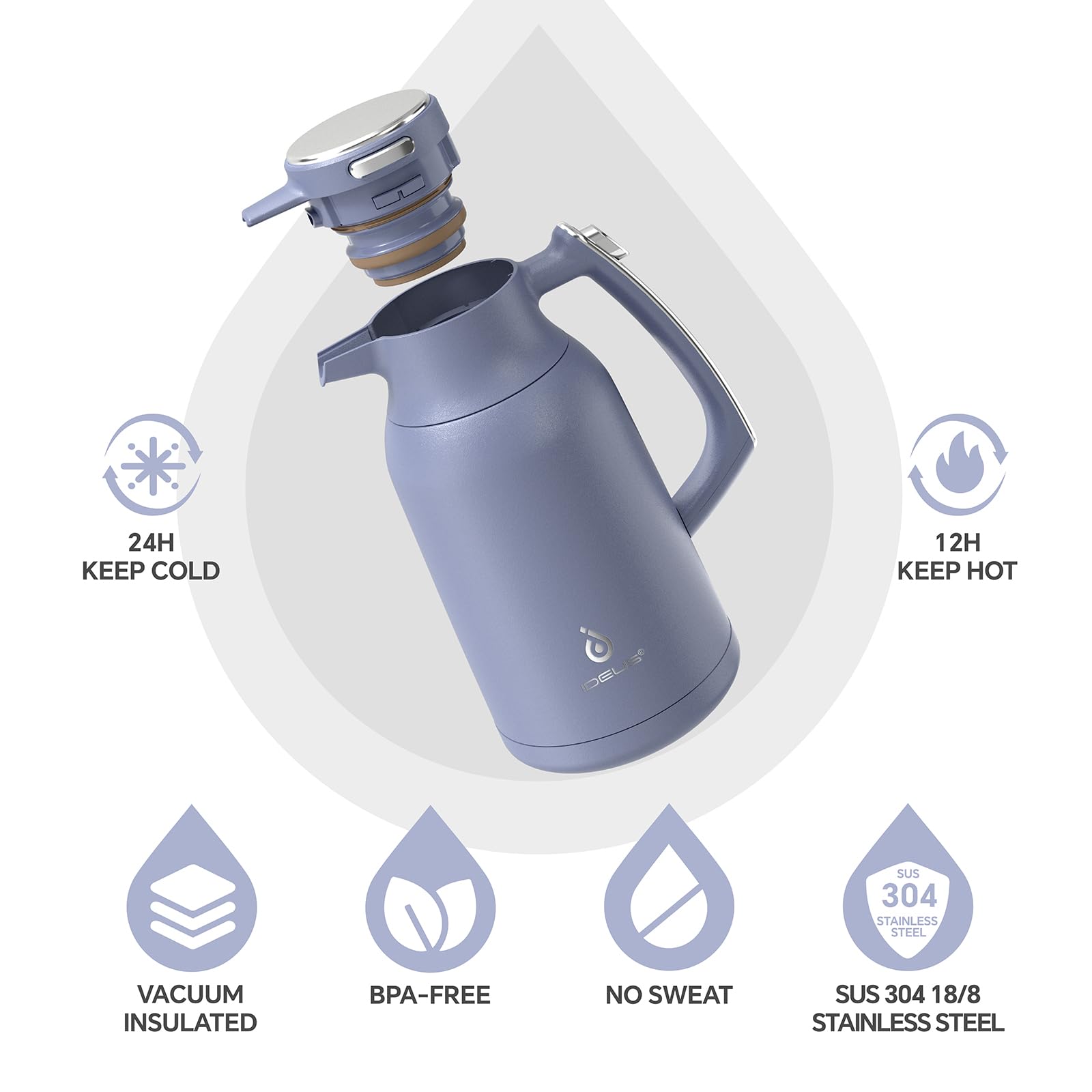 IDEUS 68oz Vacuum Insulated Coffee Carafe | Stainless Steel Thermal Pot