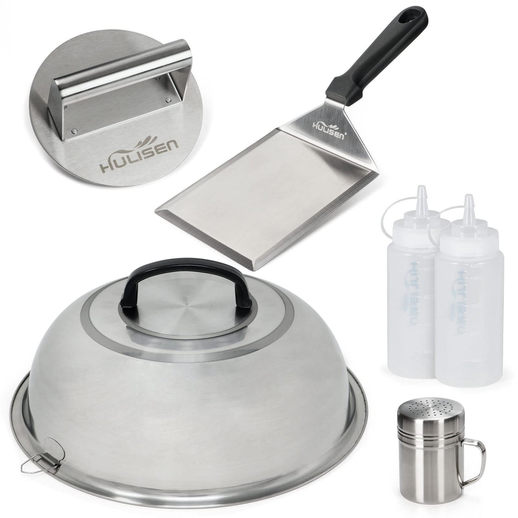 HULISEN Smashed Burger Kit | 6-Piece Stainless Steel Griddle Accessories