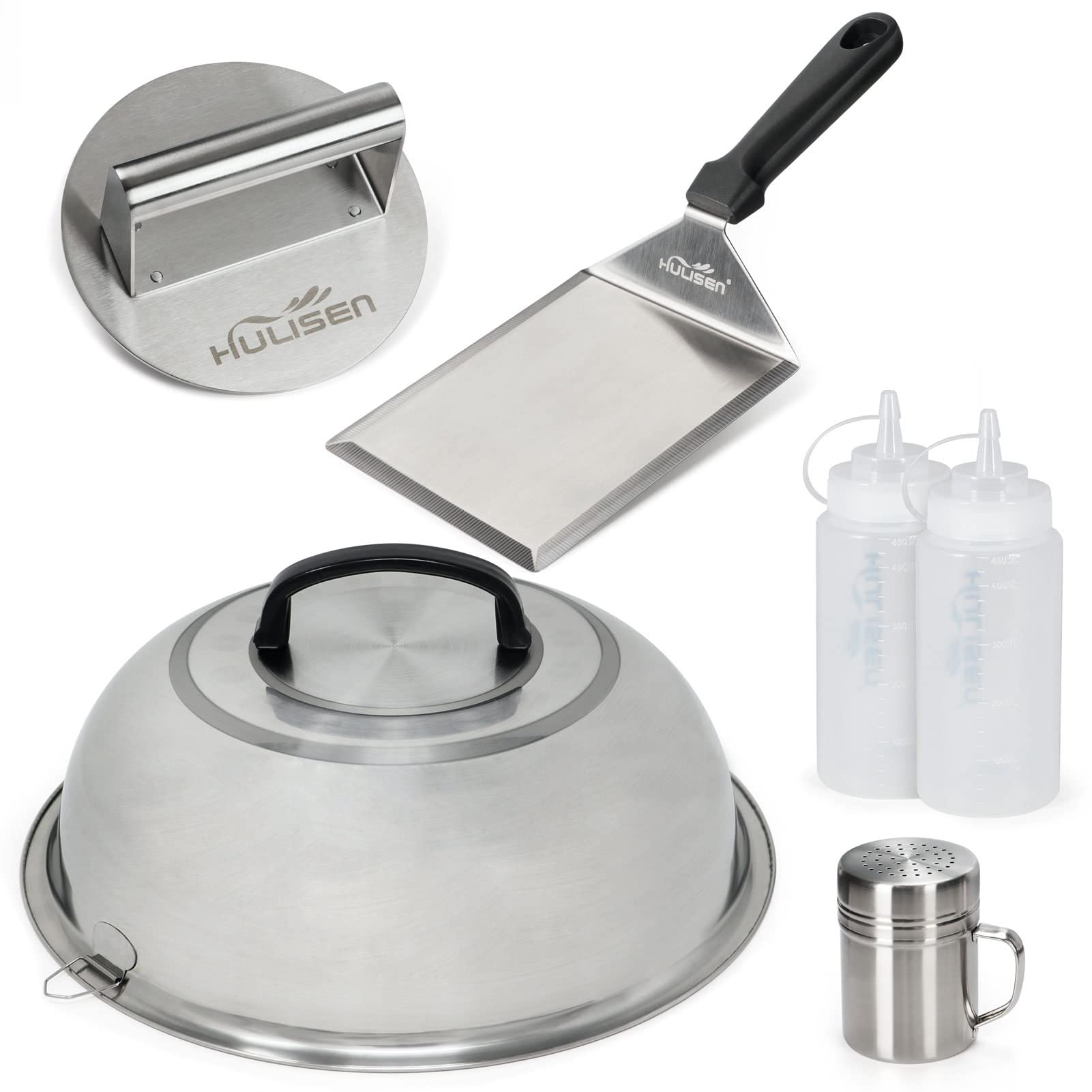 HULISEN Smashed Burger Kit | 6-Piece Stainless Steel Griddle Accessories