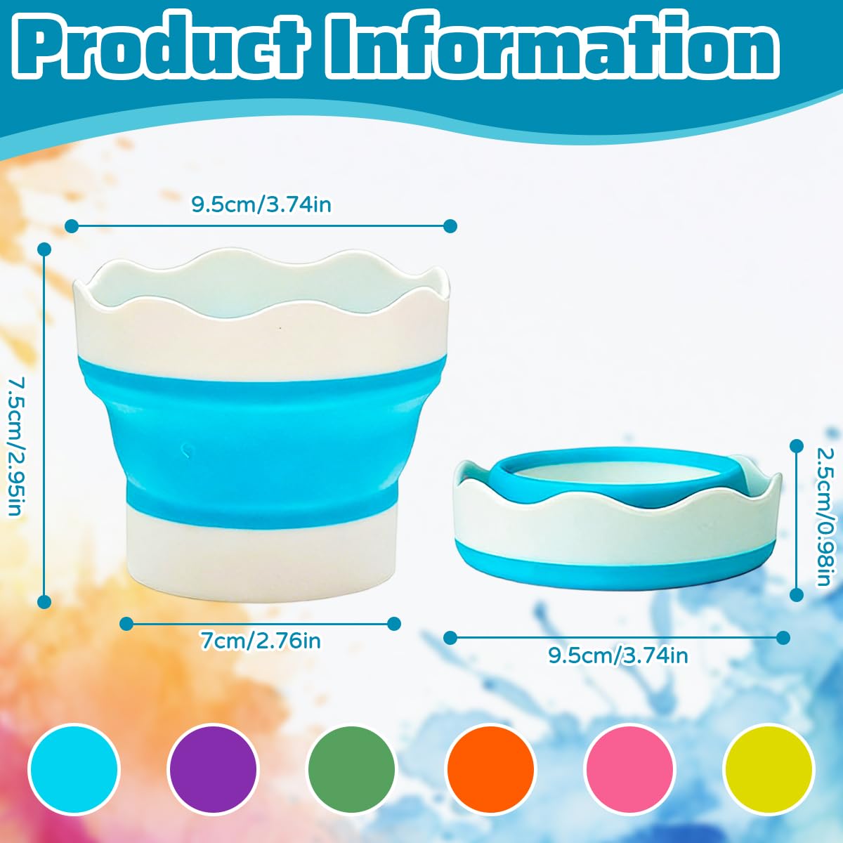 YBCCBY 6 Pcs Collapsible Paint Brush Washer, Silicone Paint Water Pots - image 2