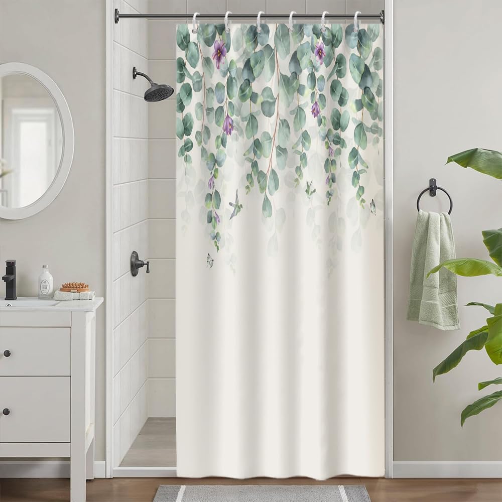 Eucalyptus Stall Shower Curtain | Sage Green Floral Polyester