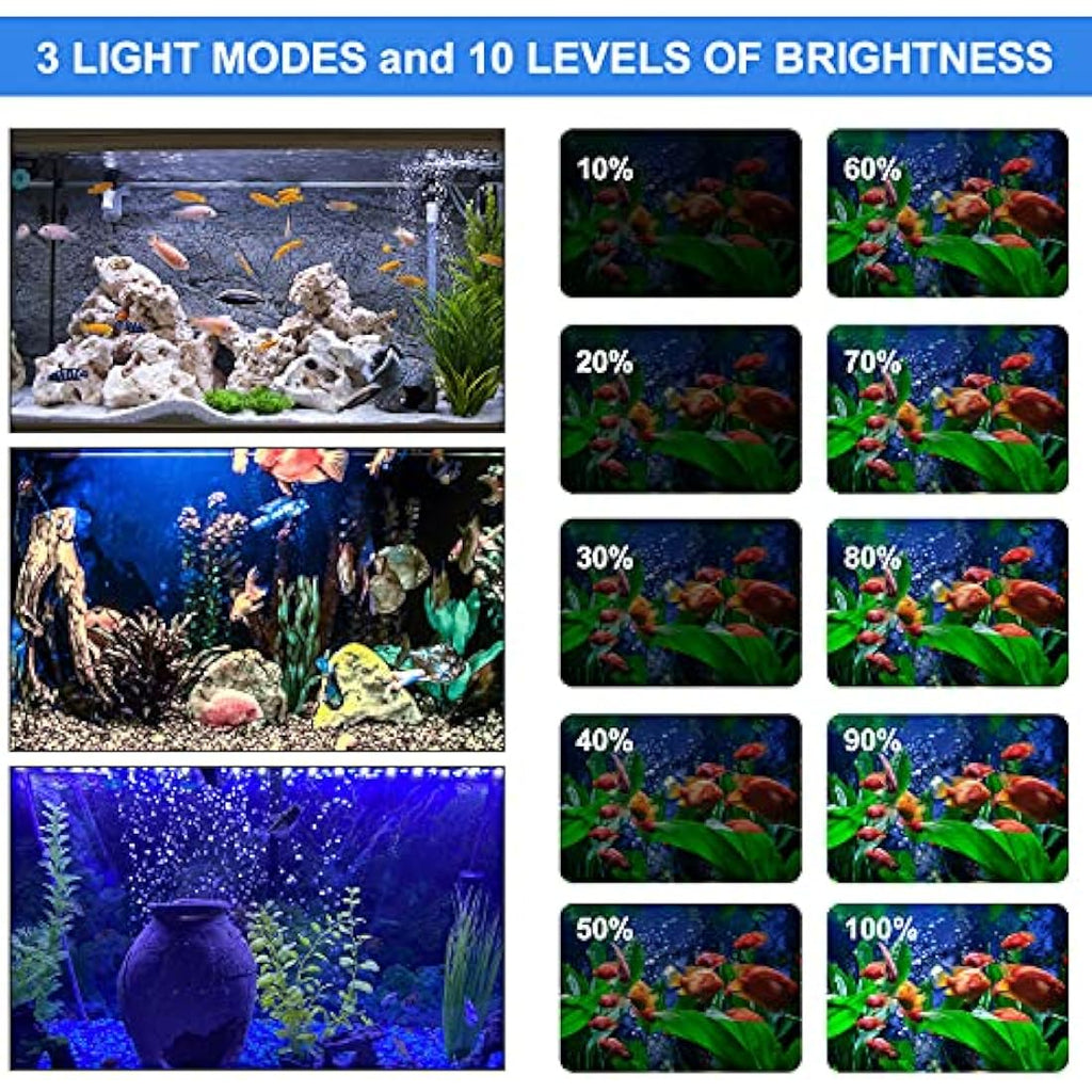 VARMHUS LED Aquarium Light – Submersible Fish Tank Lamp with Timer